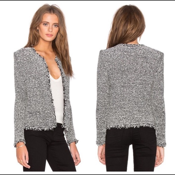 IRO Azure Black White Boucle Blazer Cardigan - Picture 4 of 11